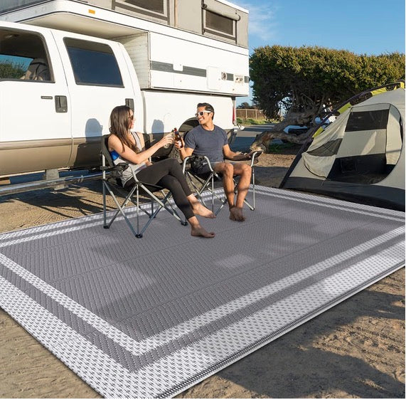 Extra Large Outdoor Rug(150x245cm) - Camping Rug, Porch Rug, Reversible Portable Outdoor Plastic Straw Rug, Waterproof Mat for Rv, Deck, Camper, Balcony, Patio