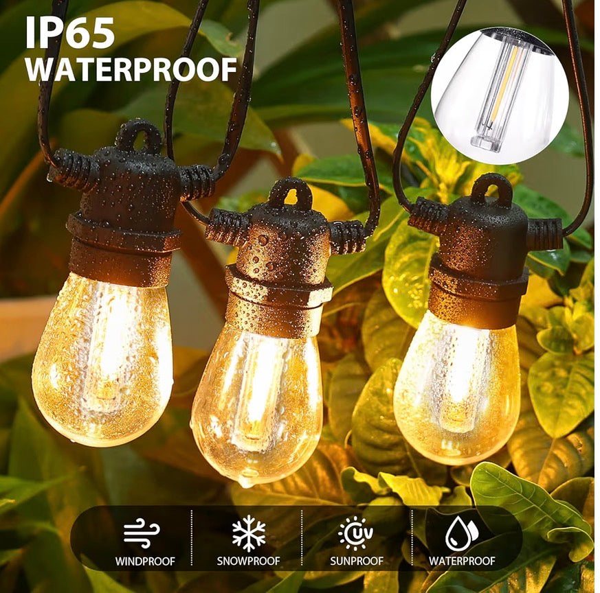 Outdoor lights, 30M 30 Bulbs+2 Spares LED Outdoor Lights, Christmas String Lights, IP65 Waterproof and Shatterproof Fairy Lights for Garden, Party, Camping