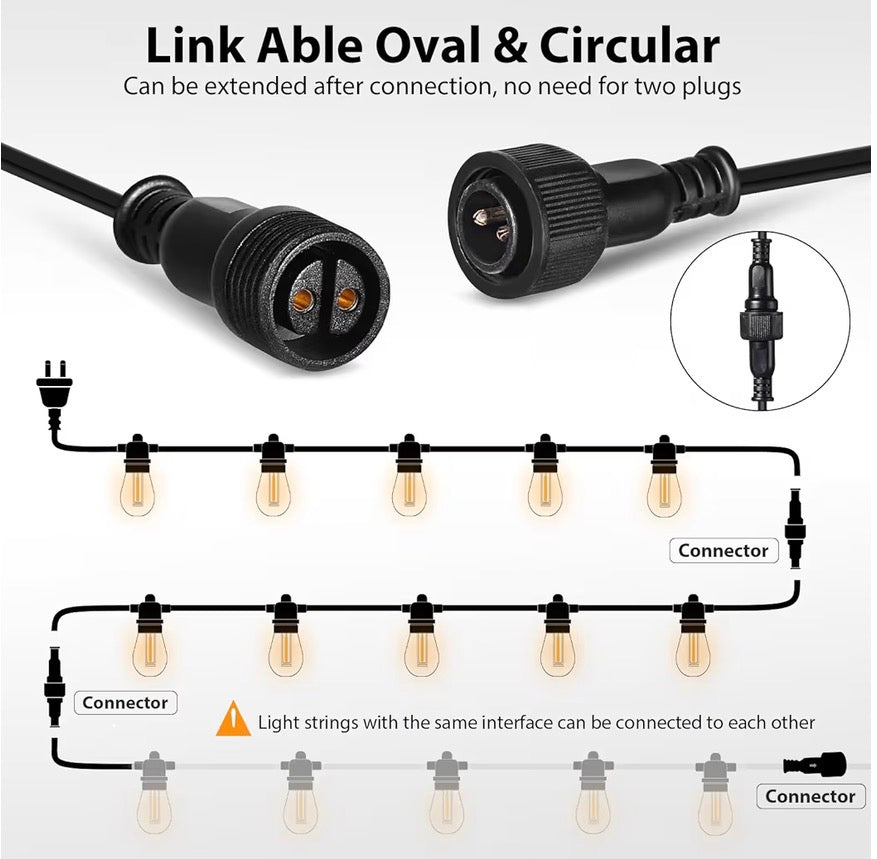 Outdoor lights, 30M 30 Bulbs+2 Spares LED Outdoor Lights, Christmas String Lights, IP65 Waterproof and Shatterproof Fairy Lights for Garden, Party, Camping