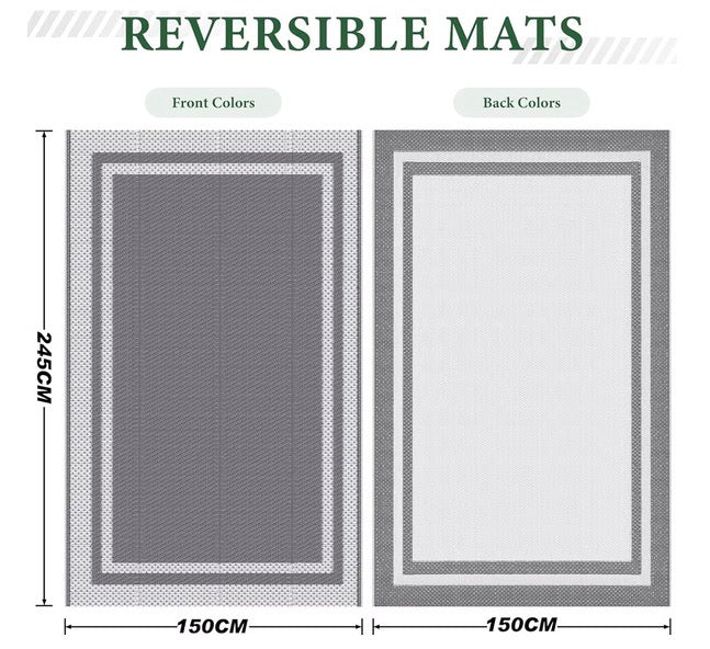 Extra Large Outdoor Rug(150x245cm) - Camping Rug, Porch Rug, Reversible Portable Outdoor Plastic Straw Rug, Waterproof Mat for Rv, Deck, Camper, Balcony, Patio